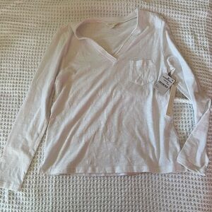 Caslon Cream V-Neck Long Sleeve Tee NWT
